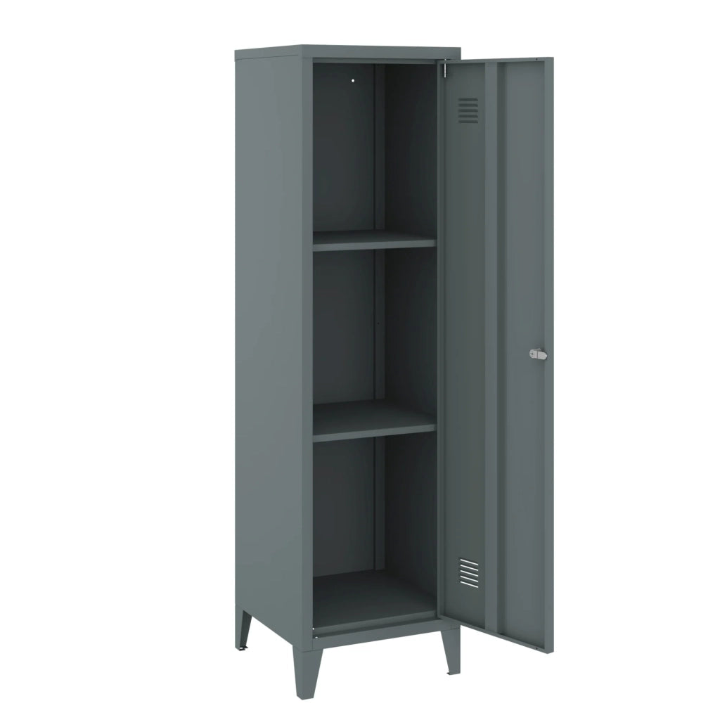 Mobiletto/scaffale in metallo con serratura 137 x 38 x 38 cm grigio scuro 03_0008947