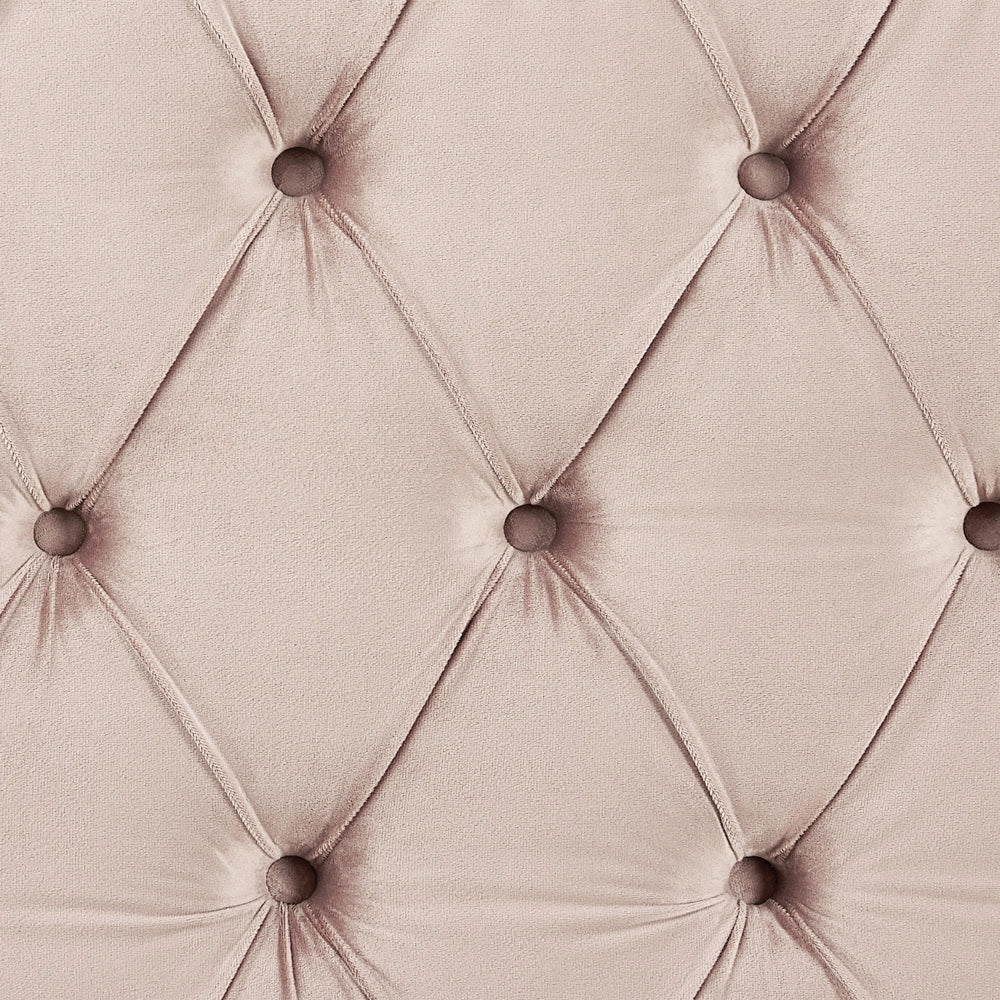 Letto in velluto color rosa 180 x 200 cm testiera alta decorata con bottoncini stile retrò e tradizionale