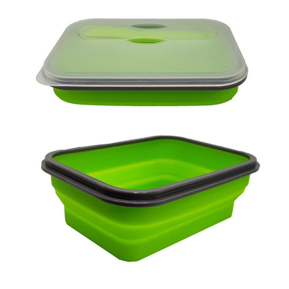 Trade Shop - Contenitore Cibo Pieghevole Silicone Scatola Porta Pranzo Posate Lavoro -