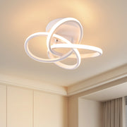 ZMH Lampada da soffitto plafoniera LED moderna 28W 3000K bianco caldo design fiore 4 petali bianco metallizzato 32cm