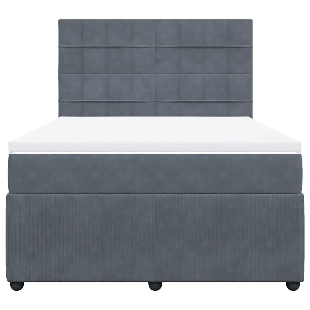 Giroletto a Molle con Materasso Grigio Scuro 140x200 cm Velluto