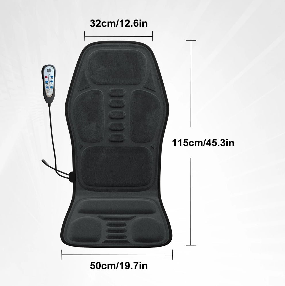Cuscino massaggiante elettrico 115x50x2 cm in poliestere nero, 5 zone, per sedia –