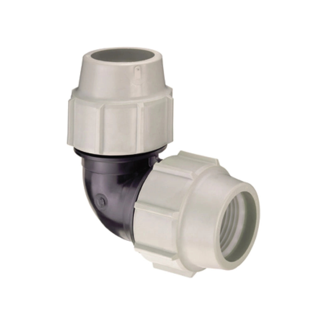 RACCORDO CURVO INTERMEDIO A COMPRESSIONE FEMMINA FEMMINA IN POLIPROPILENE SERIE 7050 BIANCO E NERO P - Ø40 PN16  - PSN