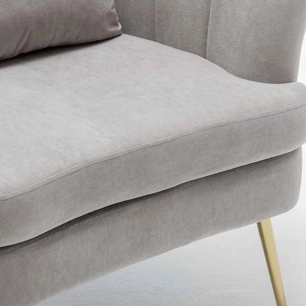 Sedia Poltrona in Tessuto e Metallo con Cuscino Design Elegante Moderno GrigioOro