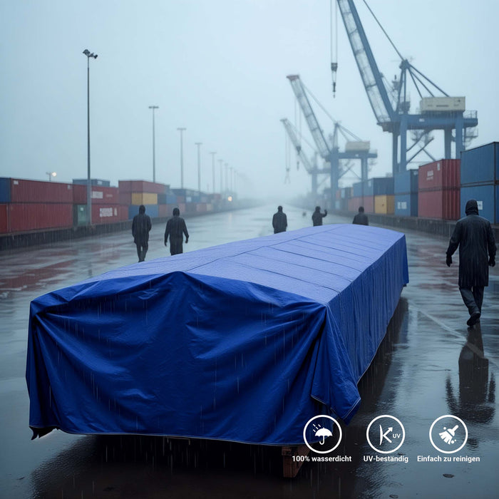 Telone occhiellato blu 3 x 6 m resistente alle intemperie e a raggi UV, impermeabile, robusto telo di protezione in poliestere 650 g/m² con rivestimento in PVC
