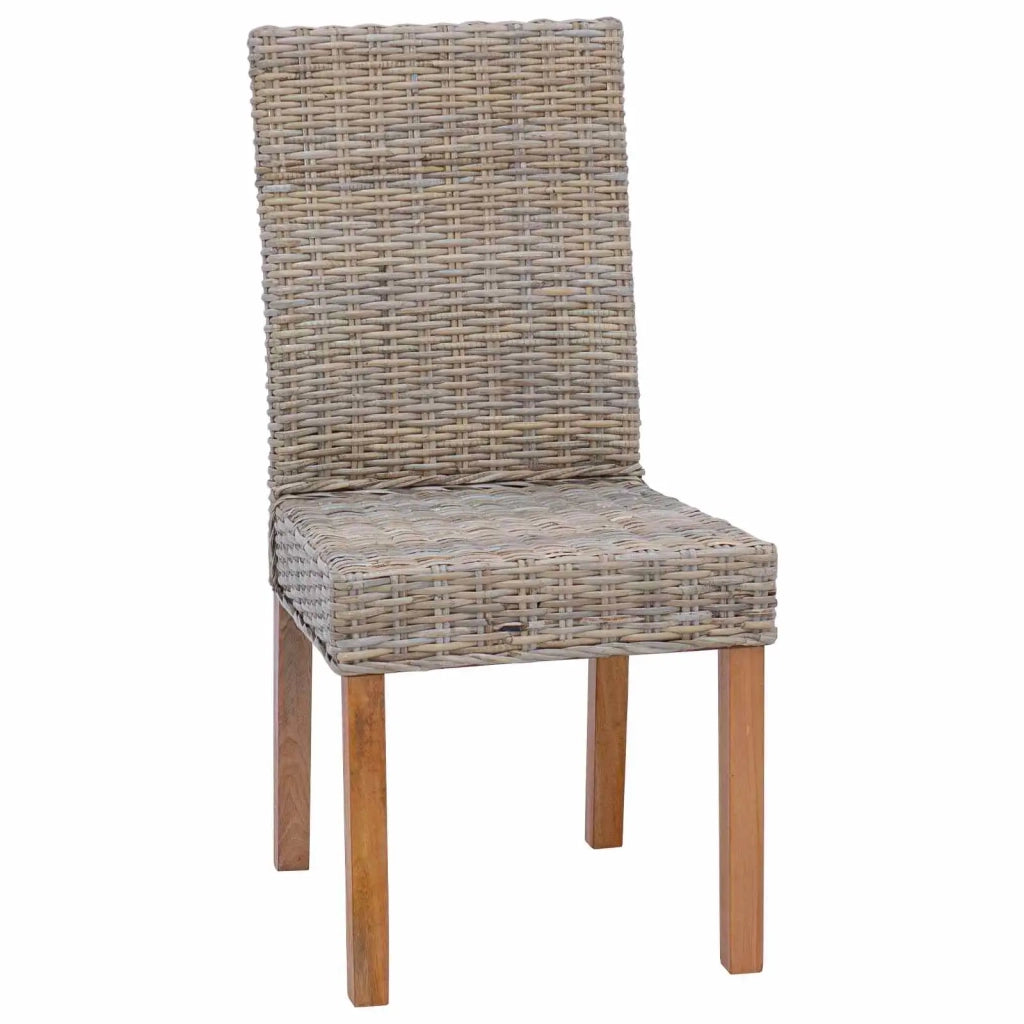 Sedia da pranzo 2 pcs Rattan Kubu e Legno Massello di Mogano