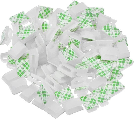 Cavi a pressione self-adesivi per gestione dei cavi - 100 pezzi - bianco