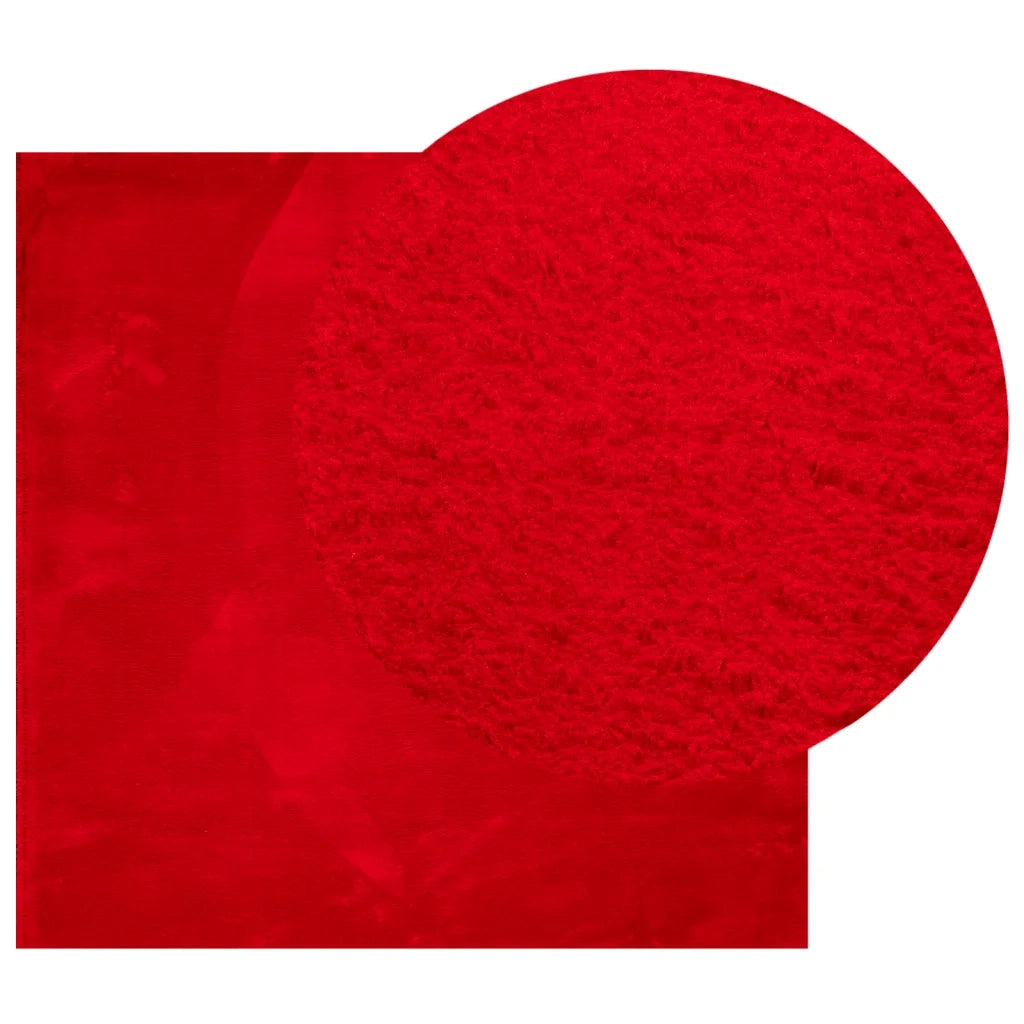 Tappeto a Pelo Corto HUARTE Morbido e Lavabile Rosso 160x160cm 375173