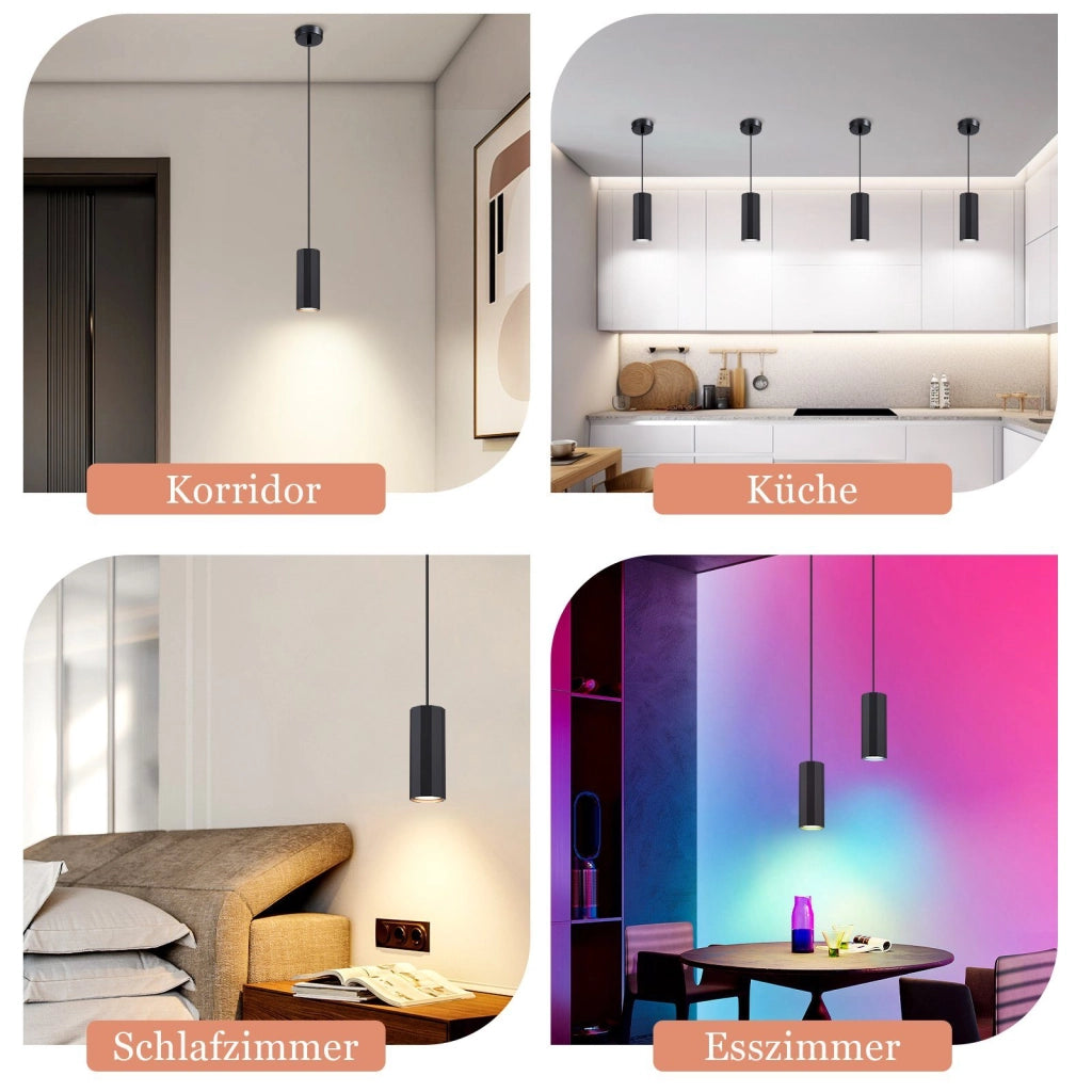 Lampada a Sospensione ZMH metallo nero GU10 1 luce moderna industriale 170 cm per soggiorno e sala da pranzo