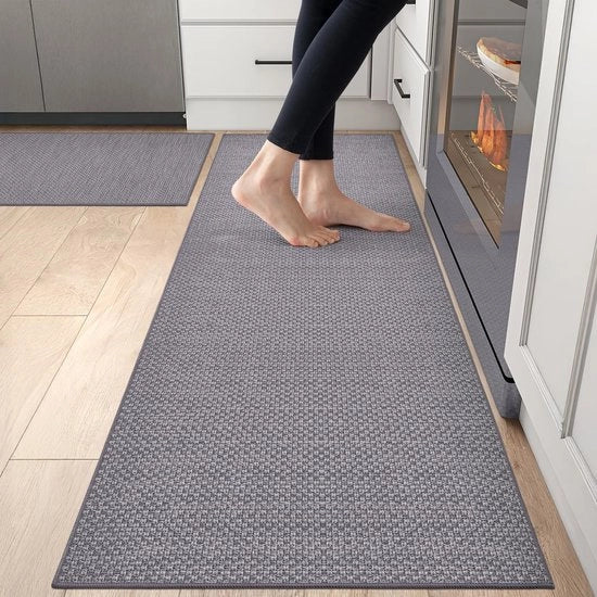 Tappeto Antiscivolo per Cucina - Set di Tappeti con Sostegno in Gomma - Misura 60 x 90 cm + 60 x 210 cm - Lavabile - Adatto per Scale e Porte d'Entrata