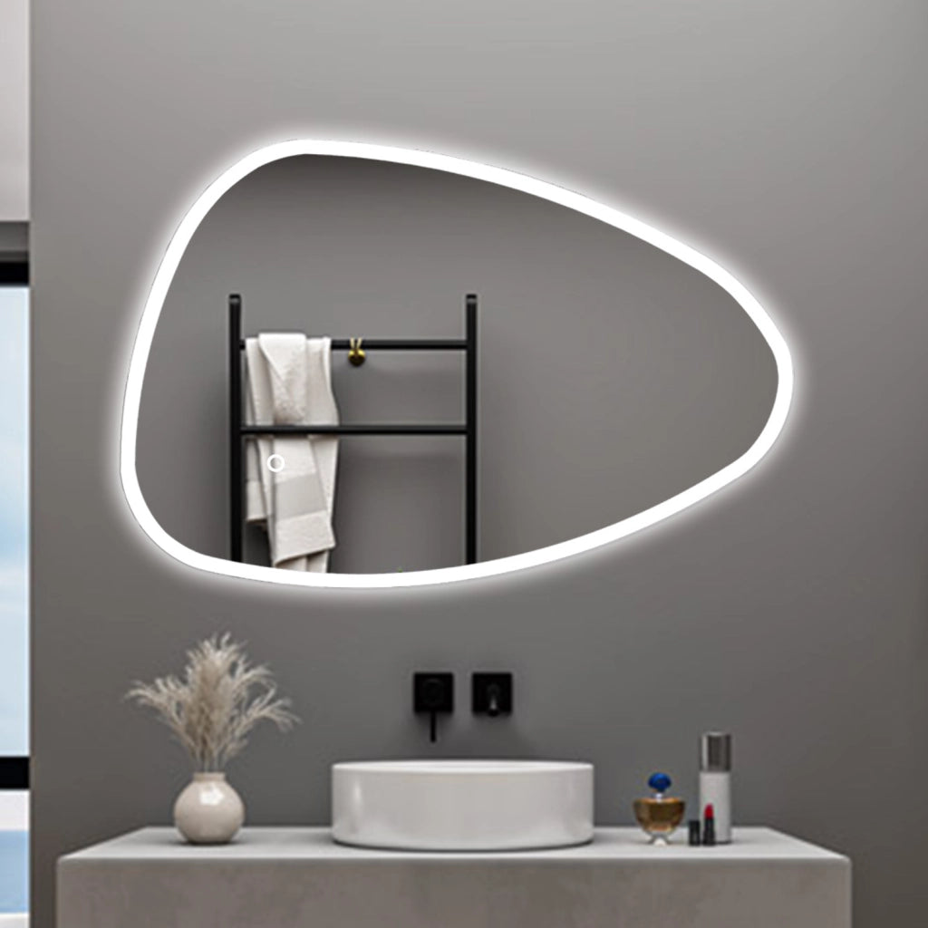AICA Specchio da bagno 120 x 80 cm, dimmerabile, Funzione Memoria, antiappannamento, 3 colori