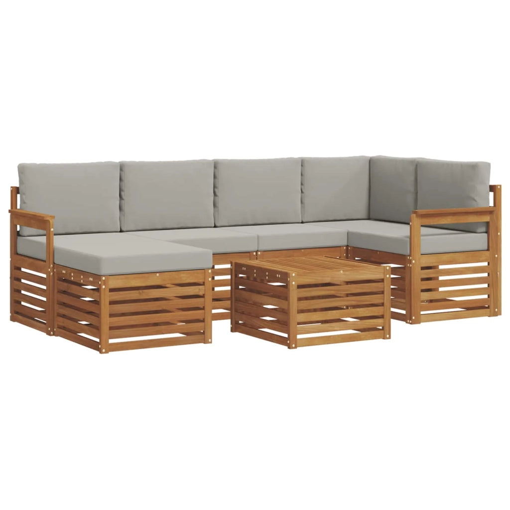 Set divano sezionale con cuscino 7 pcs Grigio Naturale e Chiaro