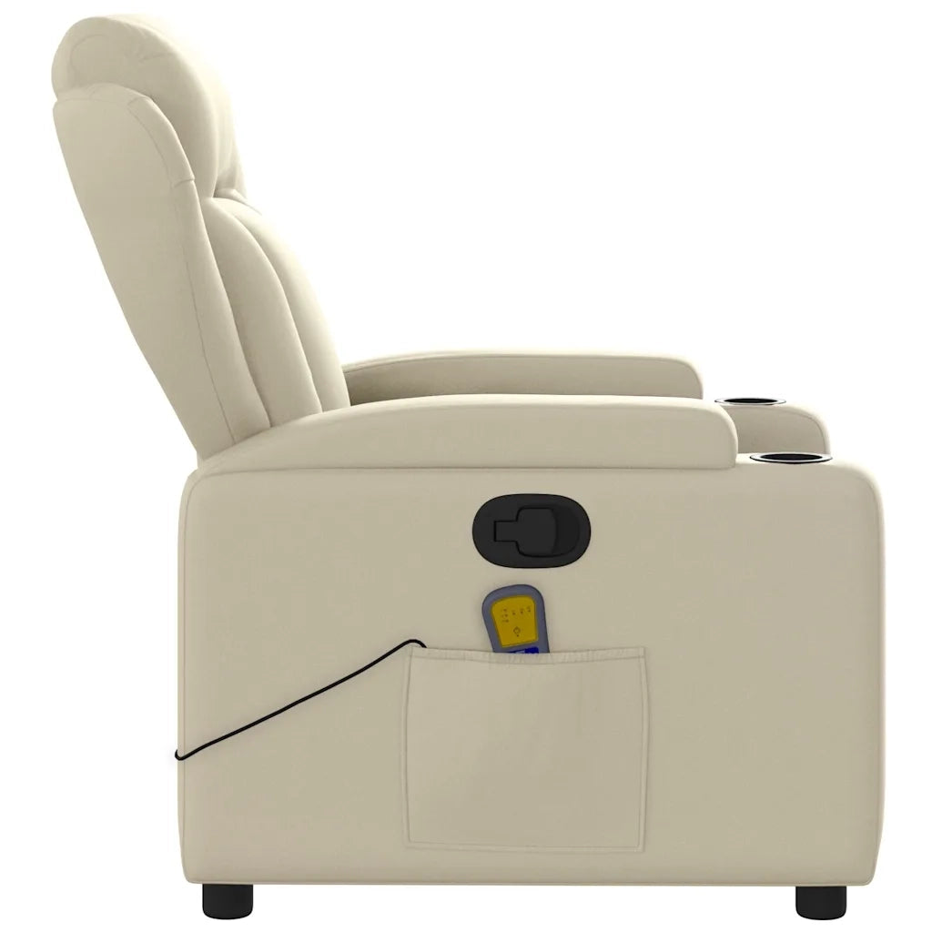 Divano Sedia-Poltrona reclinabile massaggiante in Similpelle Crema 658412