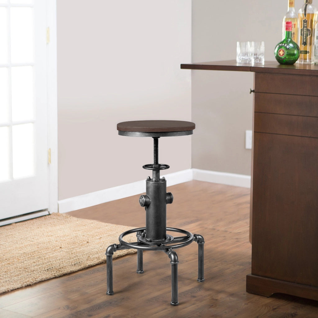 Sgabello industriale da bar regolabile con poggiapiedi ergonomico-Sgabello vintage per ristorante e pub Argento