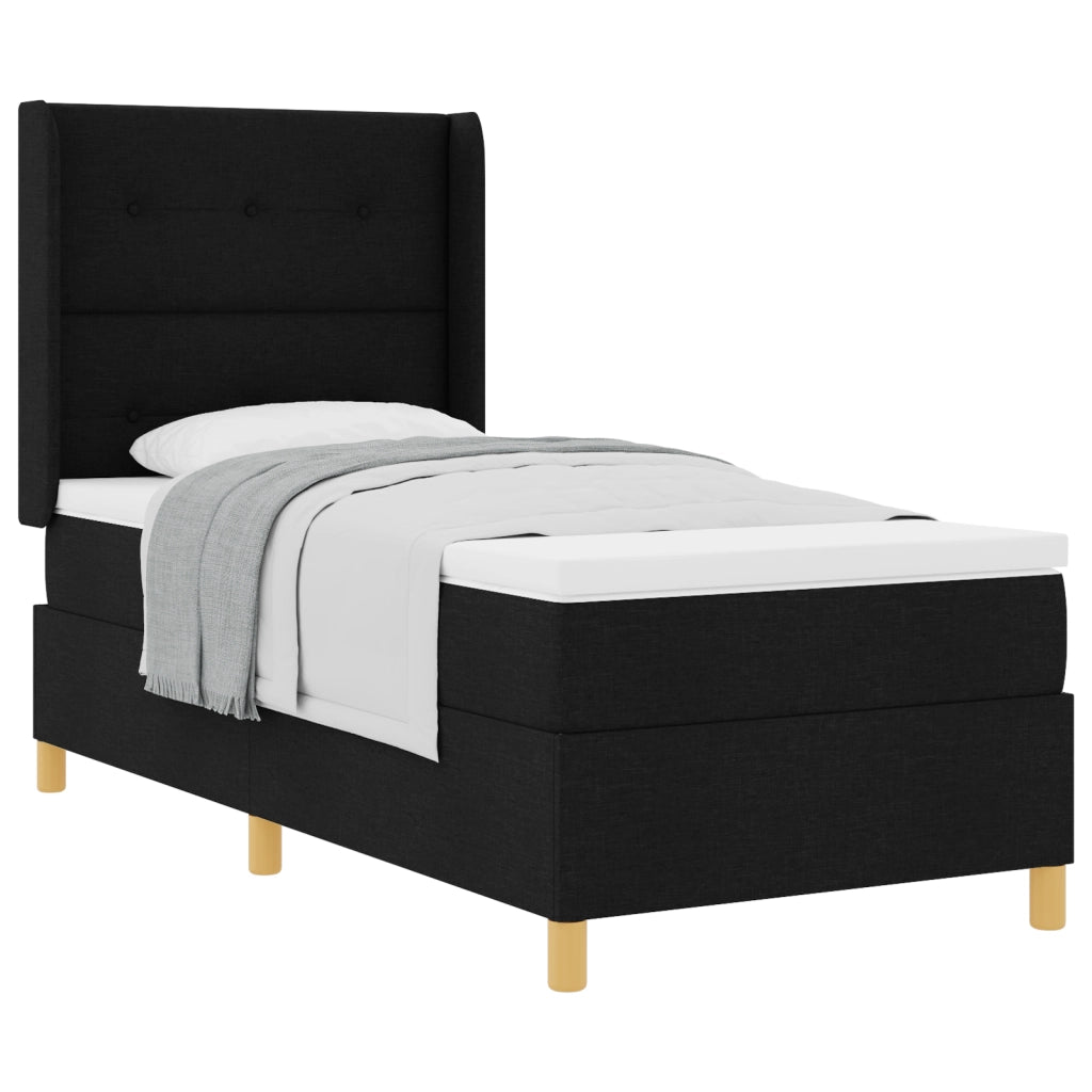 Letto Box Spring con Materasso Nero 80x200 cm Tessuto