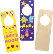 Hanger per porta in legno per dipintura - set di fai da te per bambini - 6 pezzi - 24 cm - colori del legno