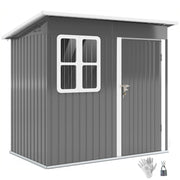 Casetta Box da Giardino 220x130 cm Porta con Blocco Finestra e Prese d'Aria in Acciaio Grigio