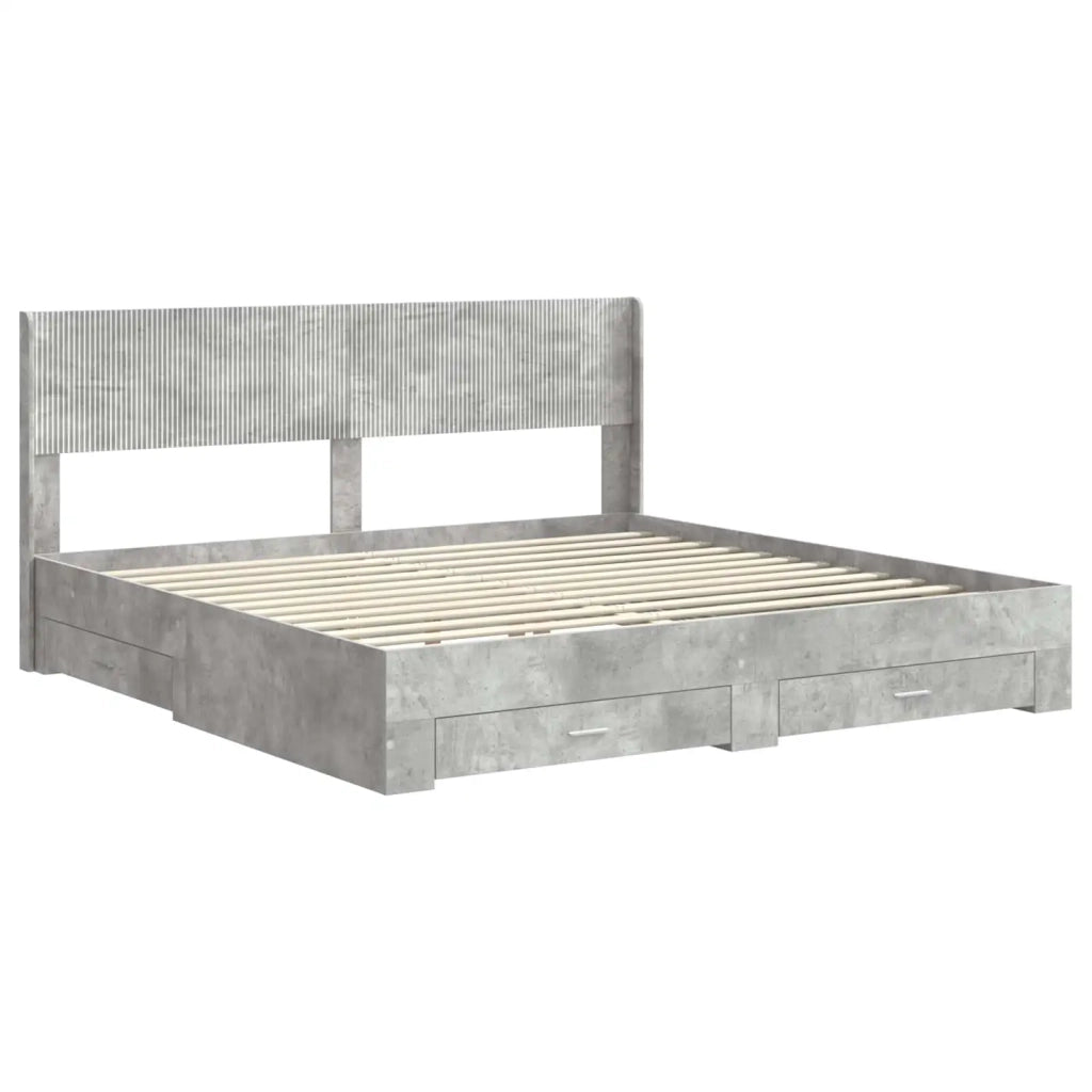 Struttura del letto con stoccaggio e testata Grigio Cemento 3414440