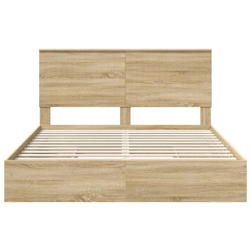 Letto con Contenitore con testiera Rovere Sonoma 160 x 200 cm