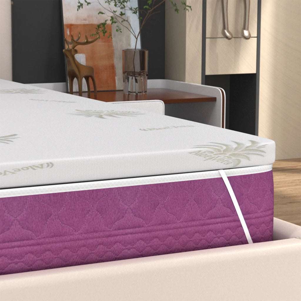 Topper  Memory Foam Sfoderabile 140x190 Alto 5 cm – Correttore per Materasso, con Rivestimento Aloe Vera, Traspirante e Ortopedico – Made in Italy – Coprimaterasso con 4 Angoli Elastici