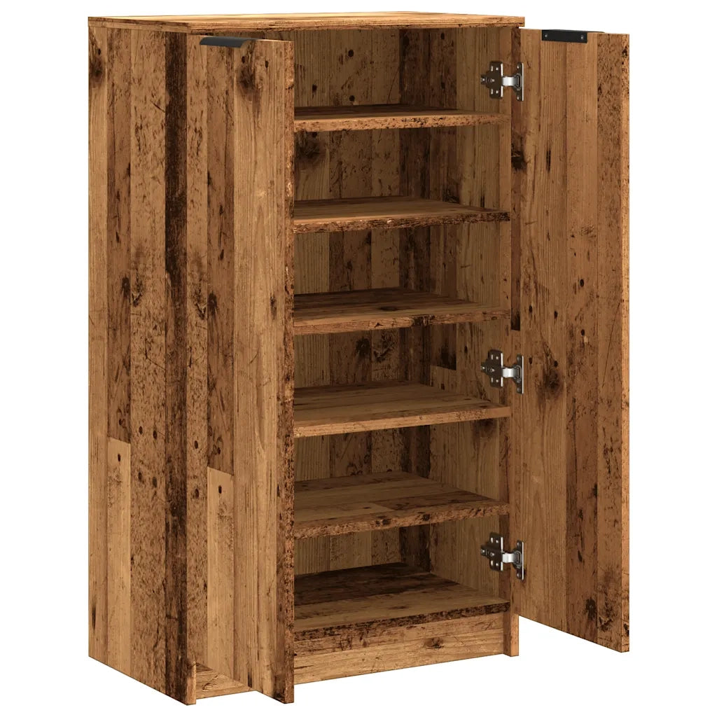 Scarpiera-Scaffale per scarpe Legno Antico 59x35x100,5 cm in Truciolato