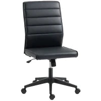 Sedia da Ufficio Ergonomica e Regolabile con Schienale Ricurvo, in Pelle PU e Acciaio, 58x53x97-107 cm, Nero
