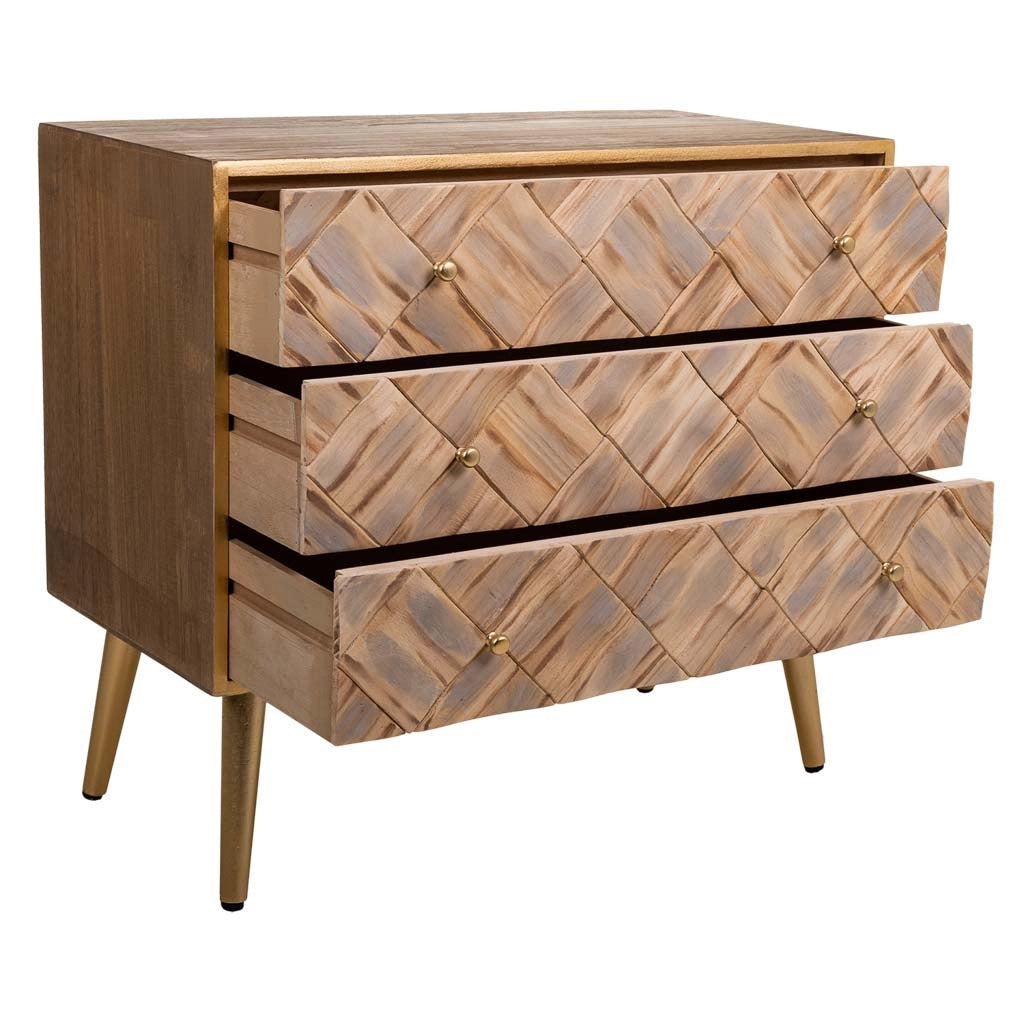 Cassettiera in legno marrone 73x36x65h