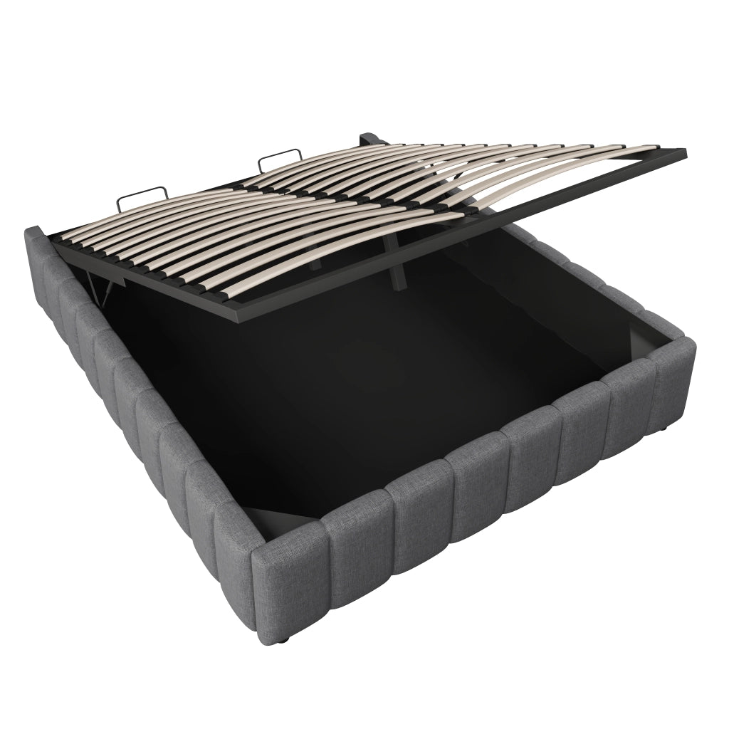 letto imbottito lino grigio 140 x 200 cm