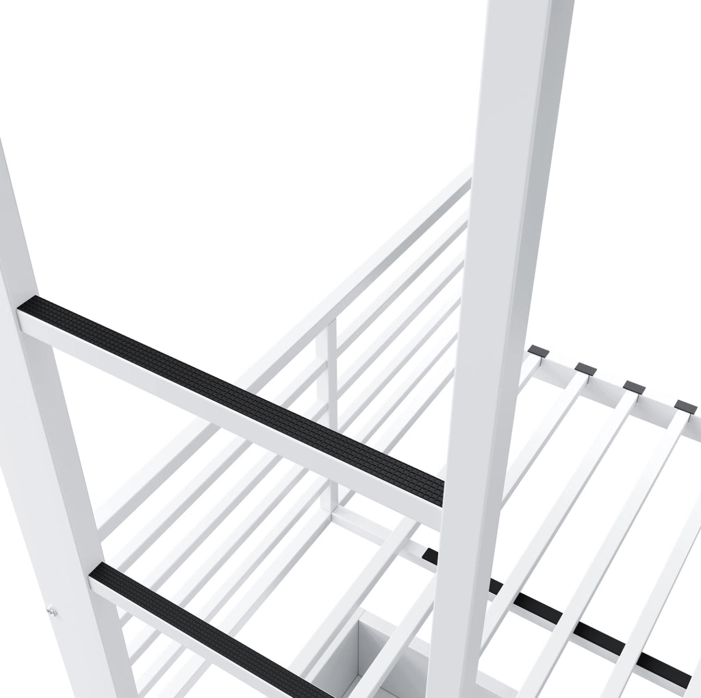Letto a soppalco 90x200 cm con scrivania; illuminazione LED; MDF e metallo; bianco