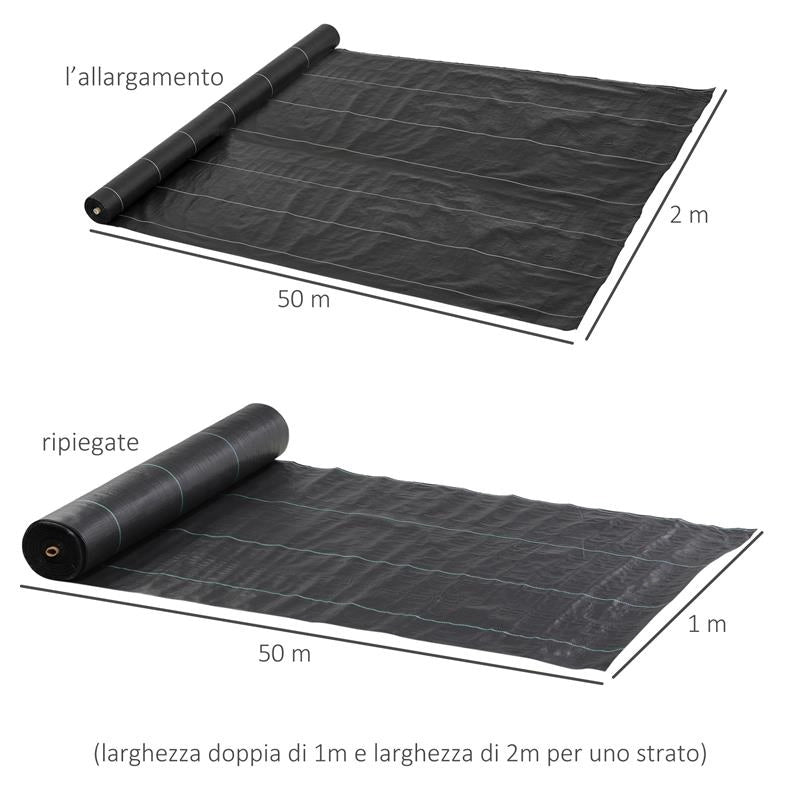 TELO PER PACCIAMATURA 50X2 M TRASPIRANTE E ANTI-UV IN POLIPROPILENE NERO