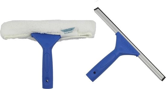 Kit di pulizia finestre a due pezzi blu - Soluzione professionale per finestre senza striature