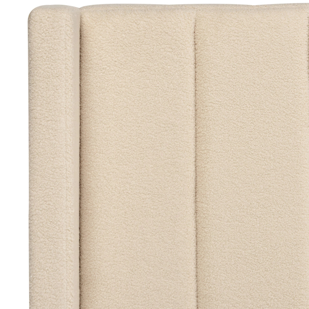 Letto matrimoniale con doghe 180 x 200 cm tessuto bouclè di colore beige stile glam moderno