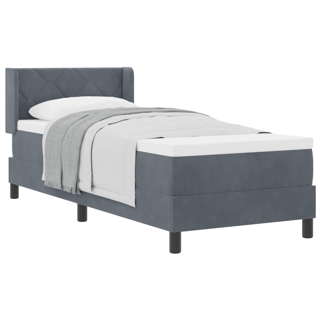 Letto Box Spring con Materasso Grigio Scuro 80x200 cm in Velluto