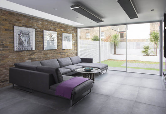 Stufa Elettrica ad Infrarossi 141x20,1x5,8 cm da Soffitto 1800W in Alluminio Dimmerabile Moel Hot-Top Nera