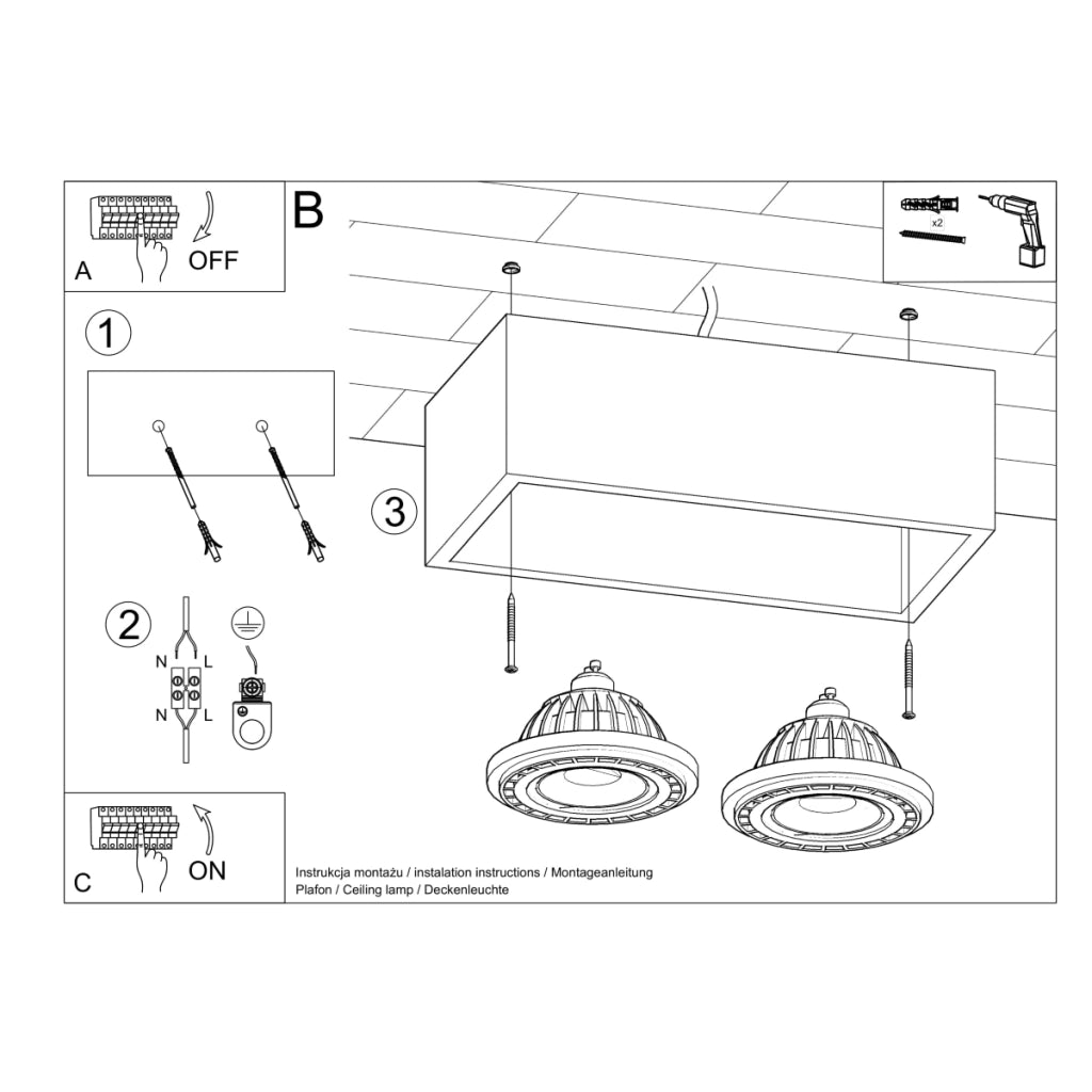 Quatro Peach Puff Plafoniera 2x10W LED Legno Scandinavo Quadrato IP20