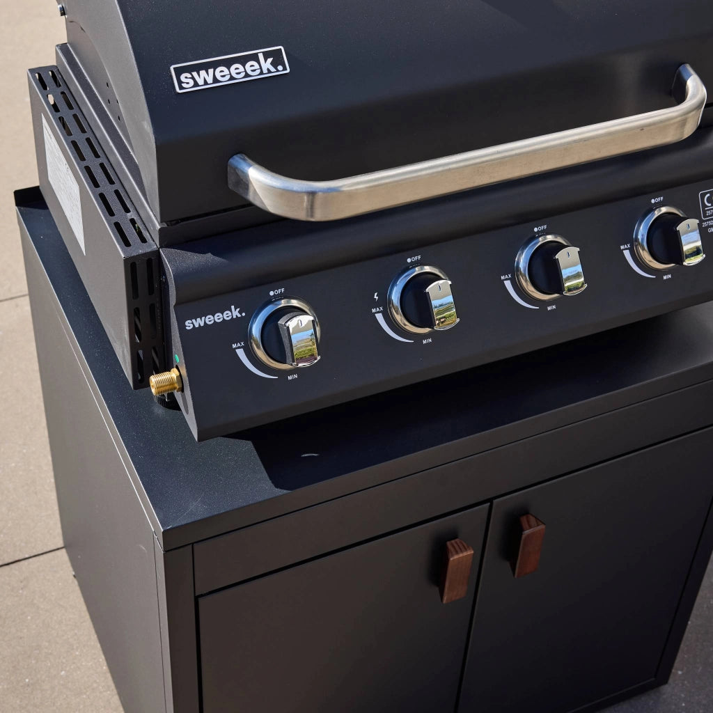 Cucina esterna in acciaio con 2 ante, 75,5cm, nero