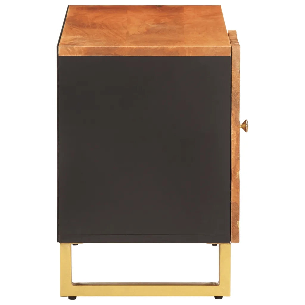 Mobile Porta TV Marrone e Nero 80x31,5x46 cm in Legno di Mango 356798