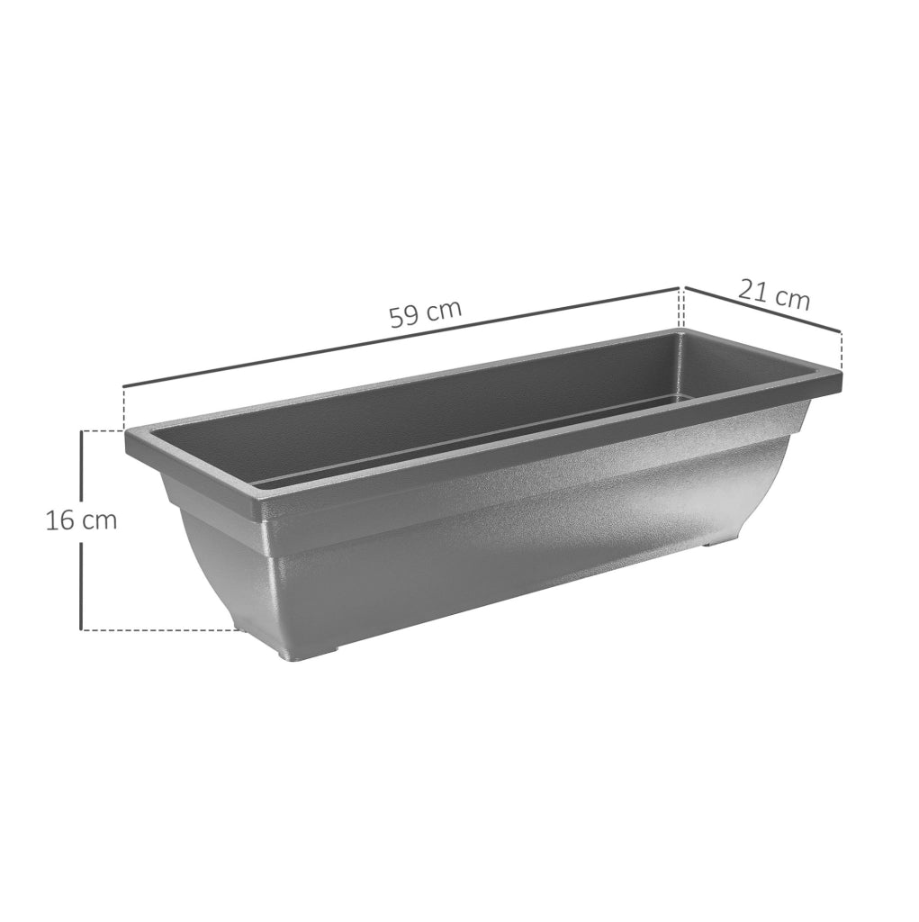 Set di 5 vasi da esterno impilabili grigi in plastica 59 x 21 x 16 cm