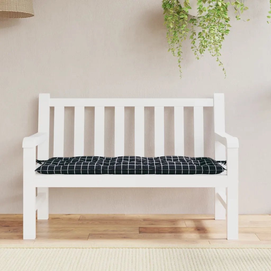 Cuscino Panca | Cuscini per sedie Giardino Motivo a Quadri Nero 120x50x7 cm Tessuto