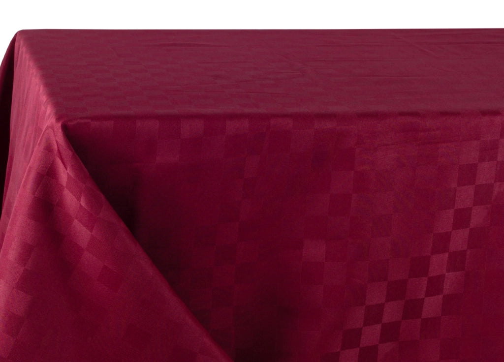 Tovaglia Cucina Soggiorno Antimacchia Idrorepellente Jacquard In Mod. Scaccomatto Bordeaux - 140x140cm - Bordeaux