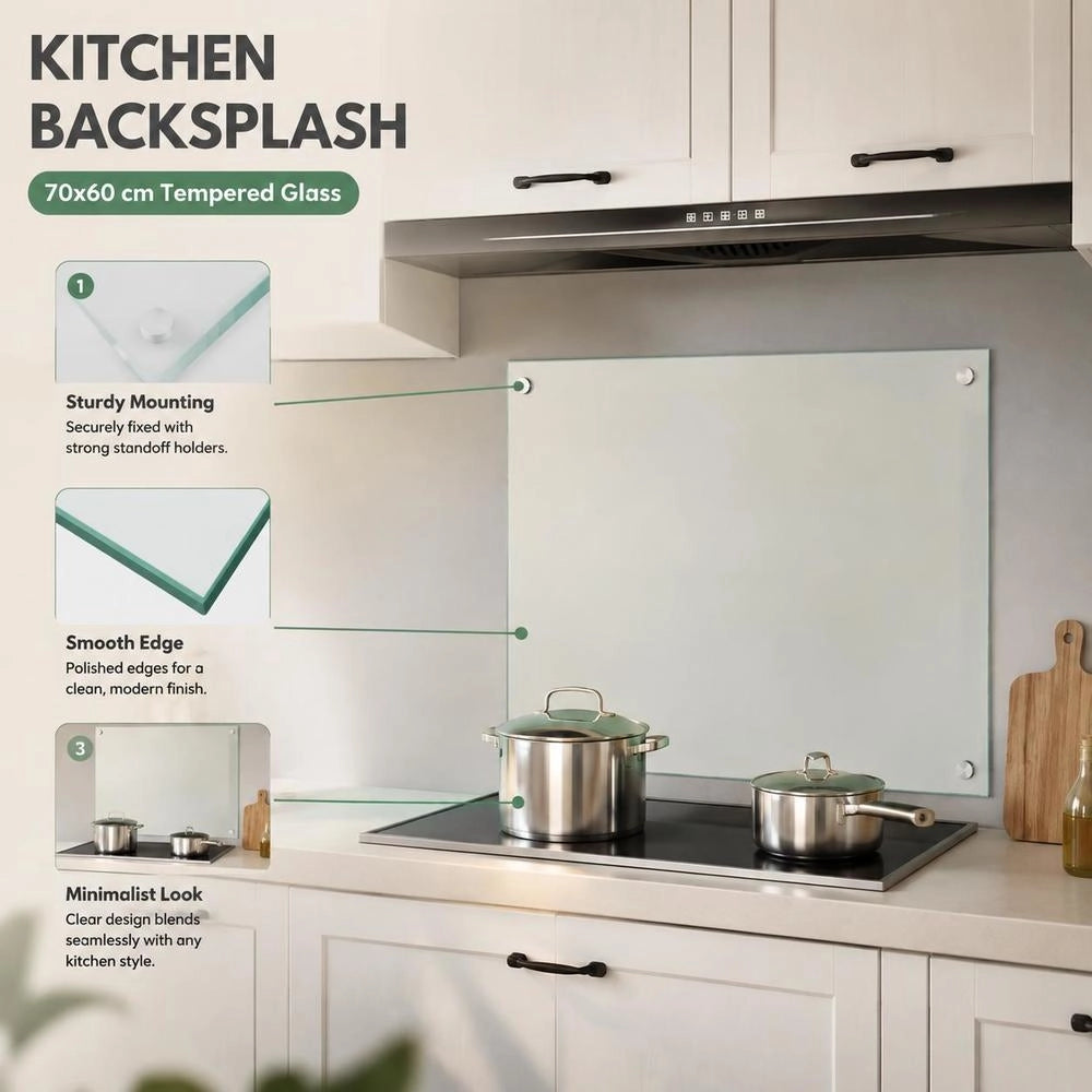 Kitchen Backsplash, Transparent, 70x60 Cm, Tempered Glass