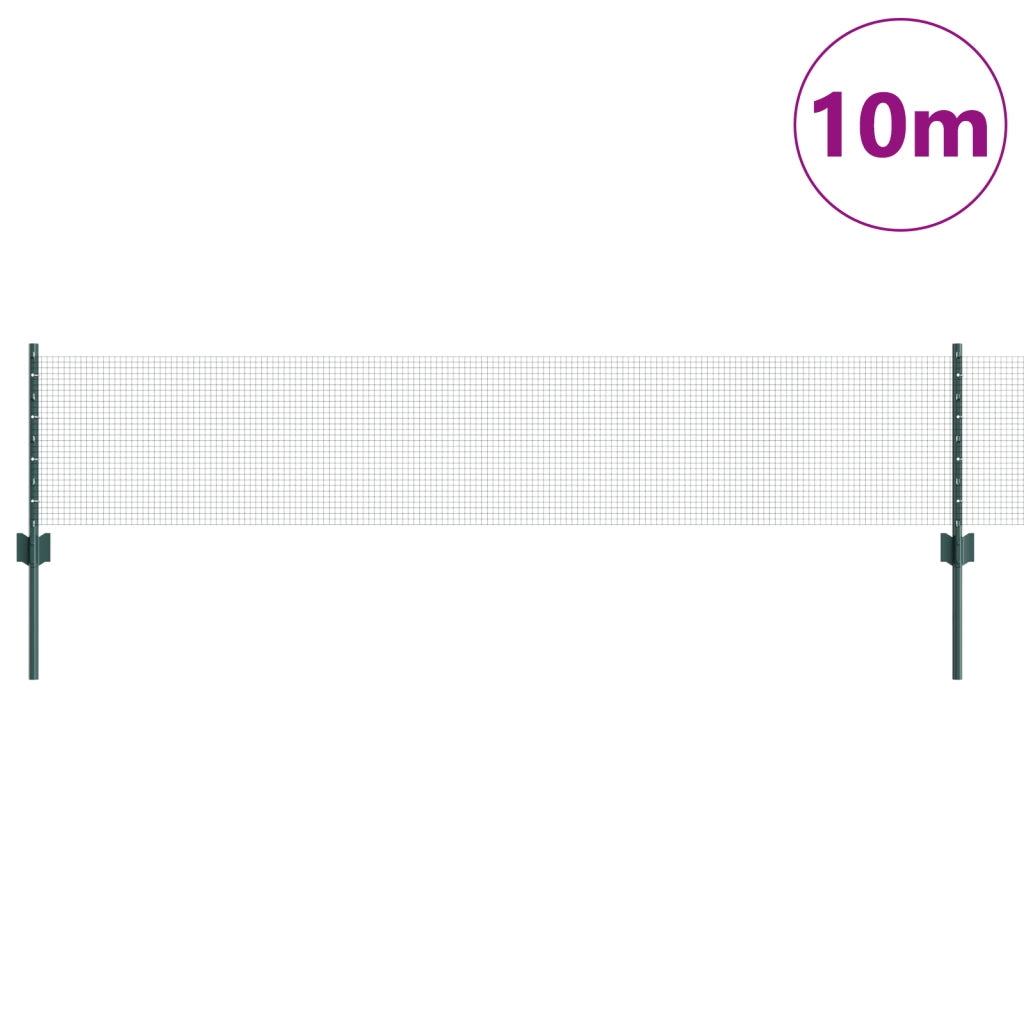 Recinzione in Filo Saldato con 5 Paletti U Verde 0.4x10 m Acciaio