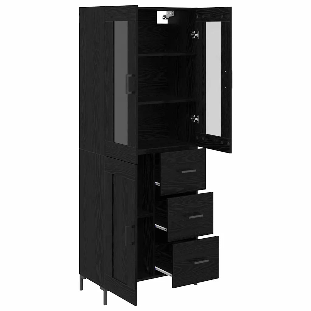 Credenza con cassetto 2 pcs Rovere Nero Legno multistrato 3416215