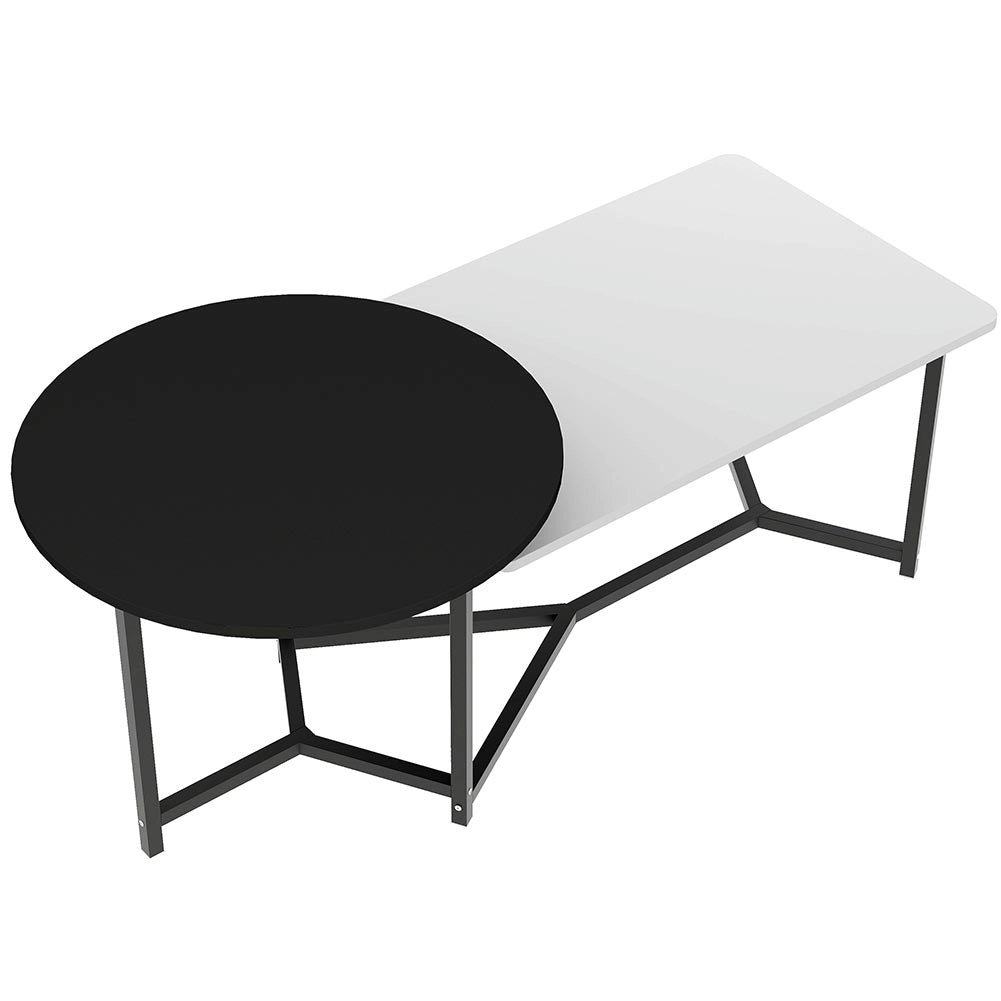 Tavolino Basso da Caffè 2 Ripiani Luxury Tavolo Salotto Struttura Metallo Nero