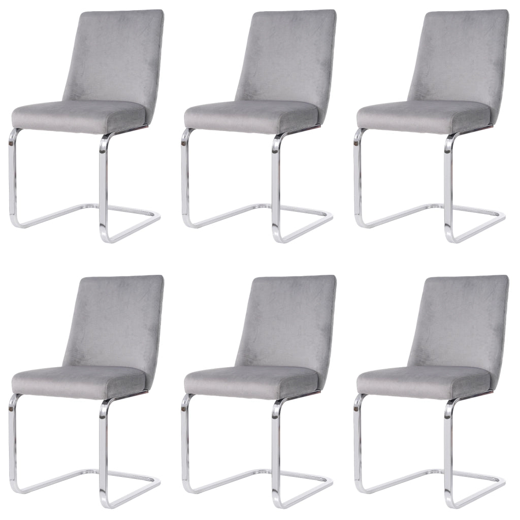 SEDIA da pranzo in velluto grigio e argento, Set da 6 pezzi
