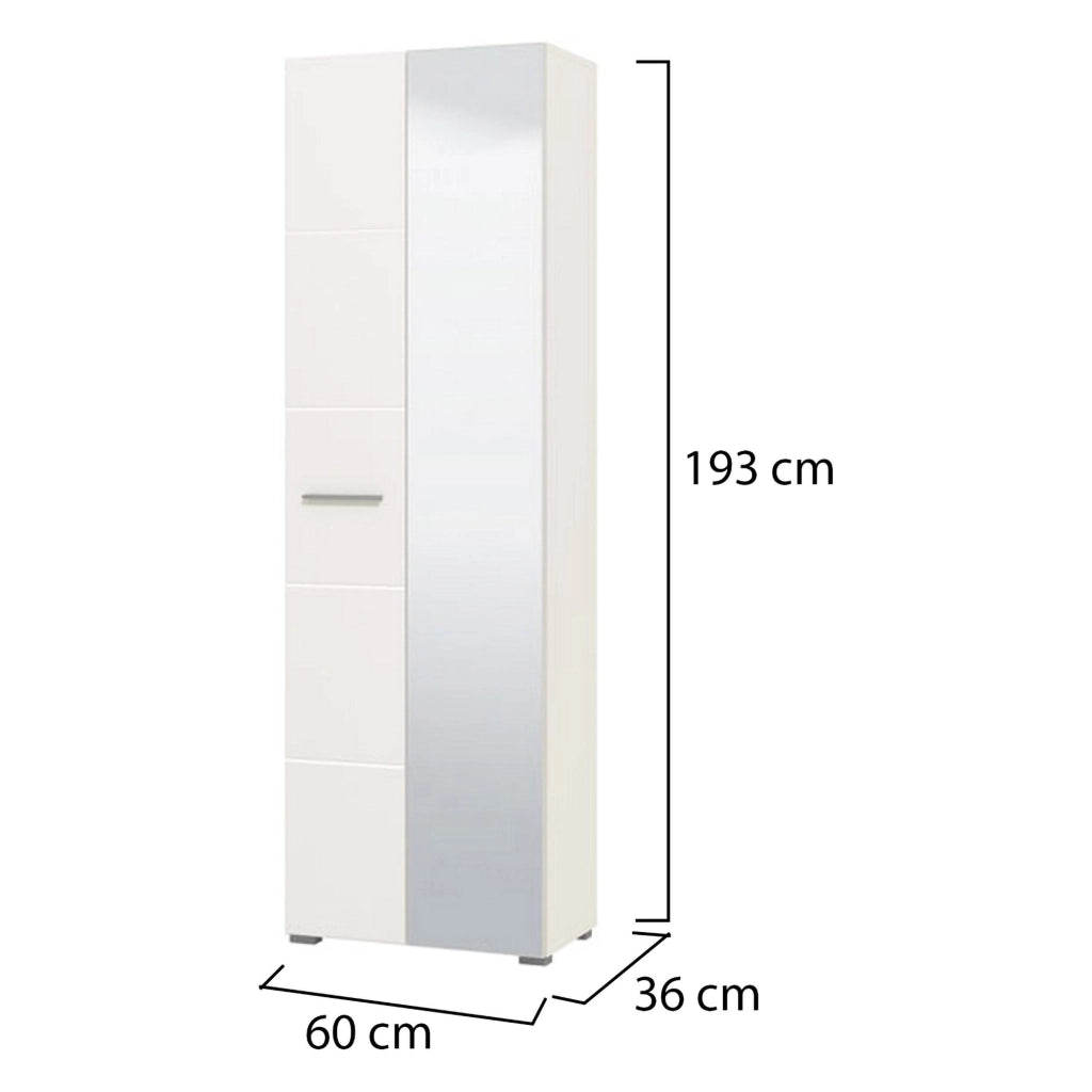 Armadio Camera da Letto Griante, Guardaroba 2 Ante Appendiabiti, 60x192.5h cm Bianco