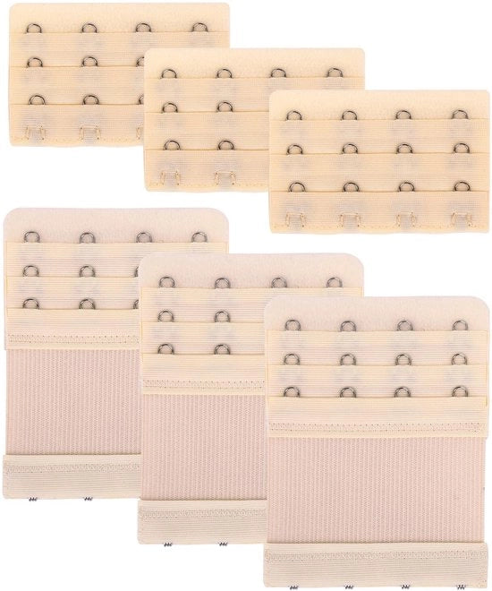 Estensione del reggiseno 4 ganci - Estensione reggiseno - Elastico - Morbido - 6 pezzi - Pelle naturale - Estensione reggiseno