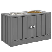 Ciotola per Cani e Gatti Sollevata ¨C zephmum ¨C Grigio Acciaio Inox 60x30x35,5 cm