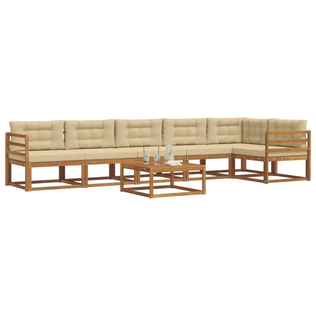Set di divani da esterno con cuscino 7 pcs Naturale e Beige 3367671