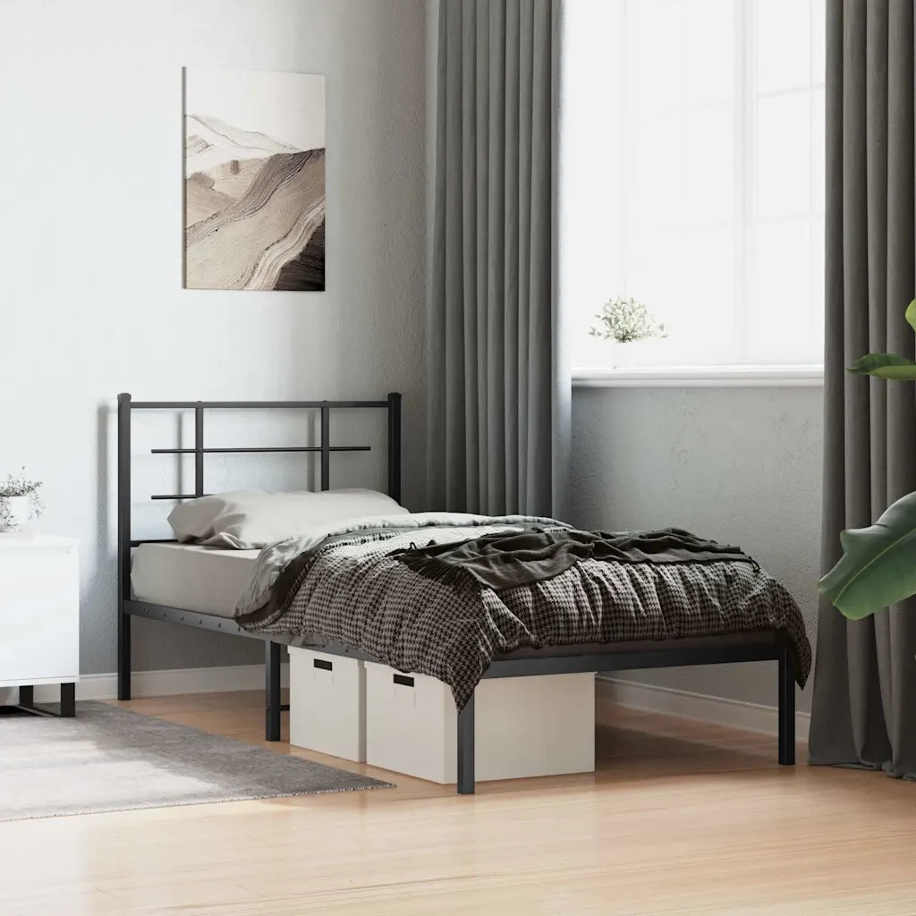 Giroletto con Testiera-Struttura Letto con testiera in Metallo Nero 90x200 cm 703494
